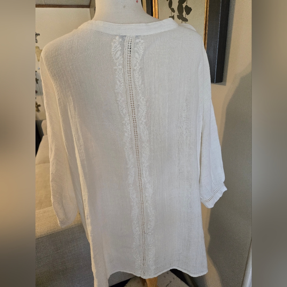 Rachel Zoe:Boho Cream Tunic Top - Picture 7 of 10